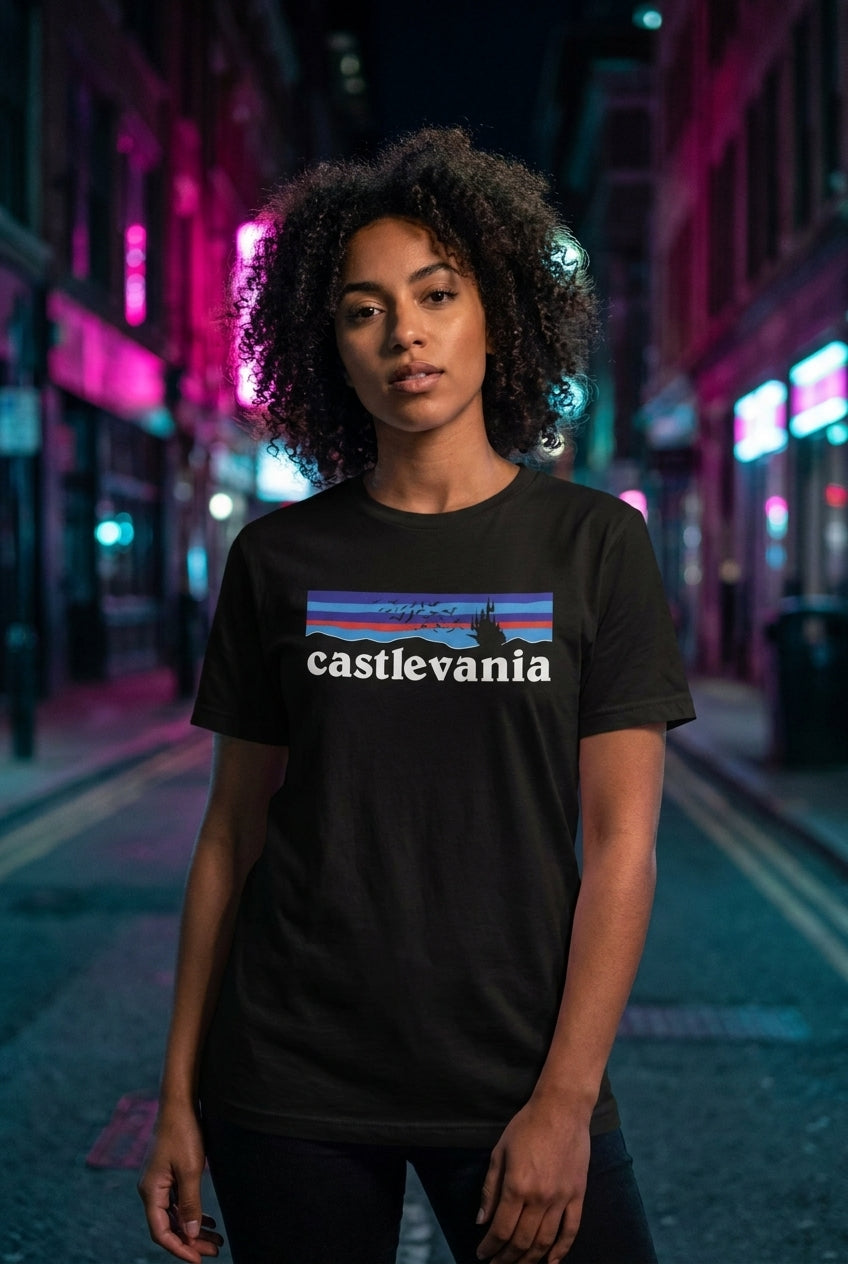 Mujer en playera Castlevania streetwear urbano | Algoritmo