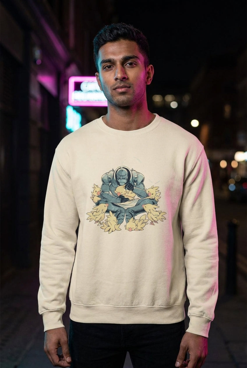 Hombre en sueter beige Alphonse Elric Fullmetal Alchemist streetwear urbano | Algoritmo