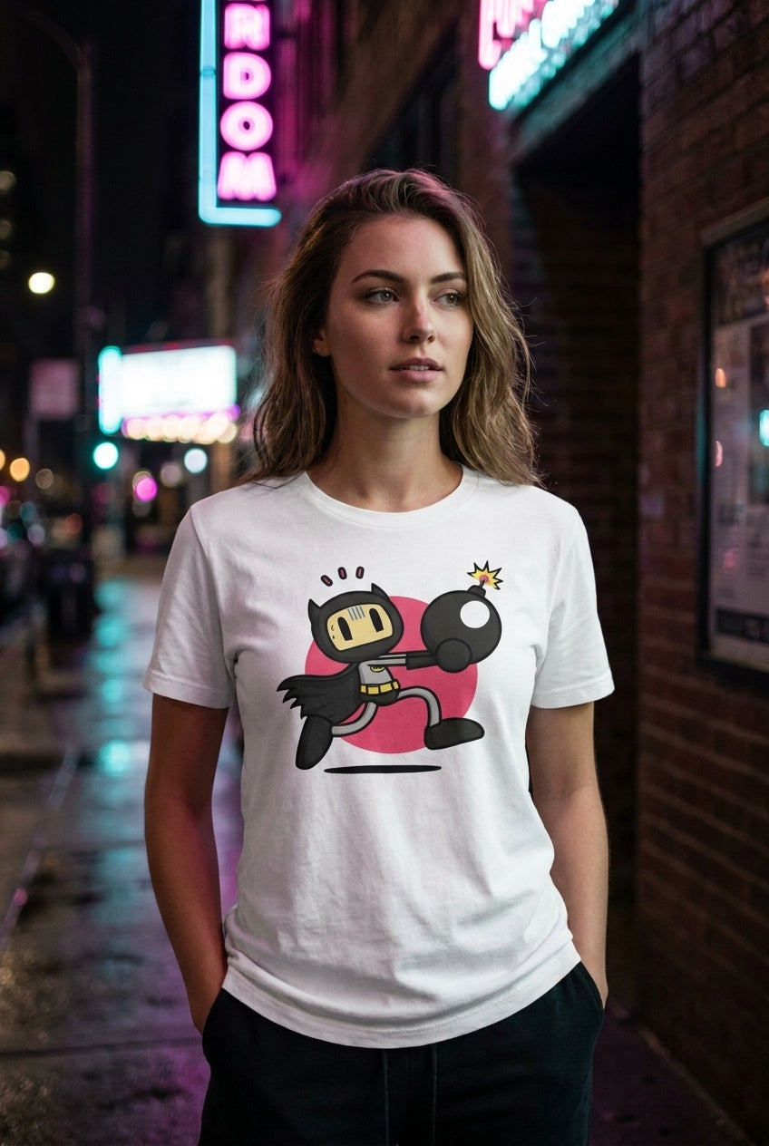 Mujer en playera DC Comics Batman streetwear urbano | Algoritmo