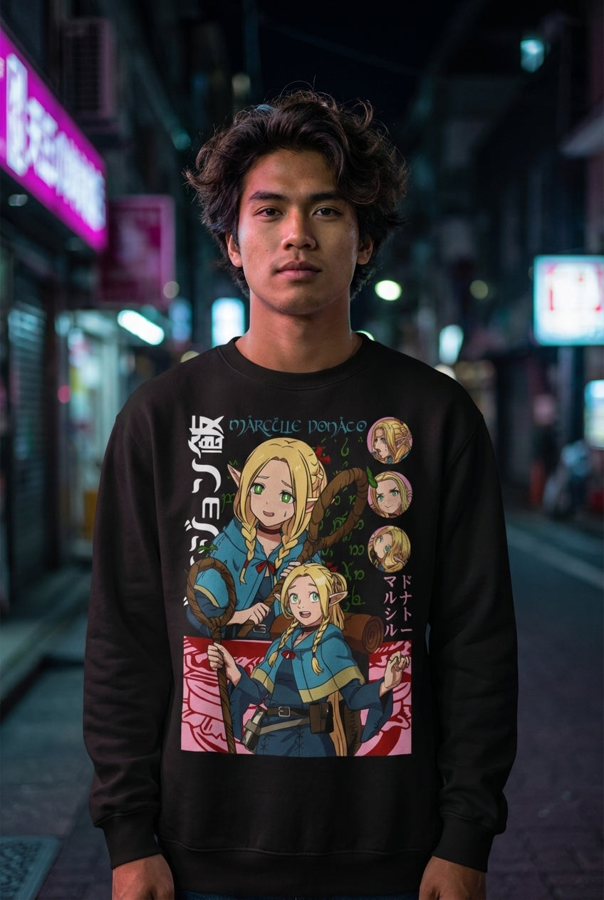 Hombre en sudadera Marcille Delicious in Dungeon streetwear urbano | Algoritmo