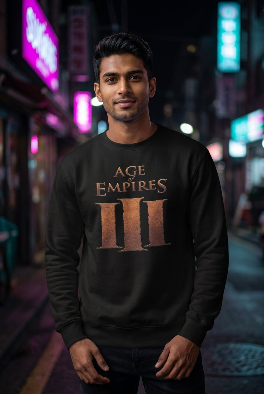 Hombre en sudadera Age of Empires III streetwear urbano | Algoritmo