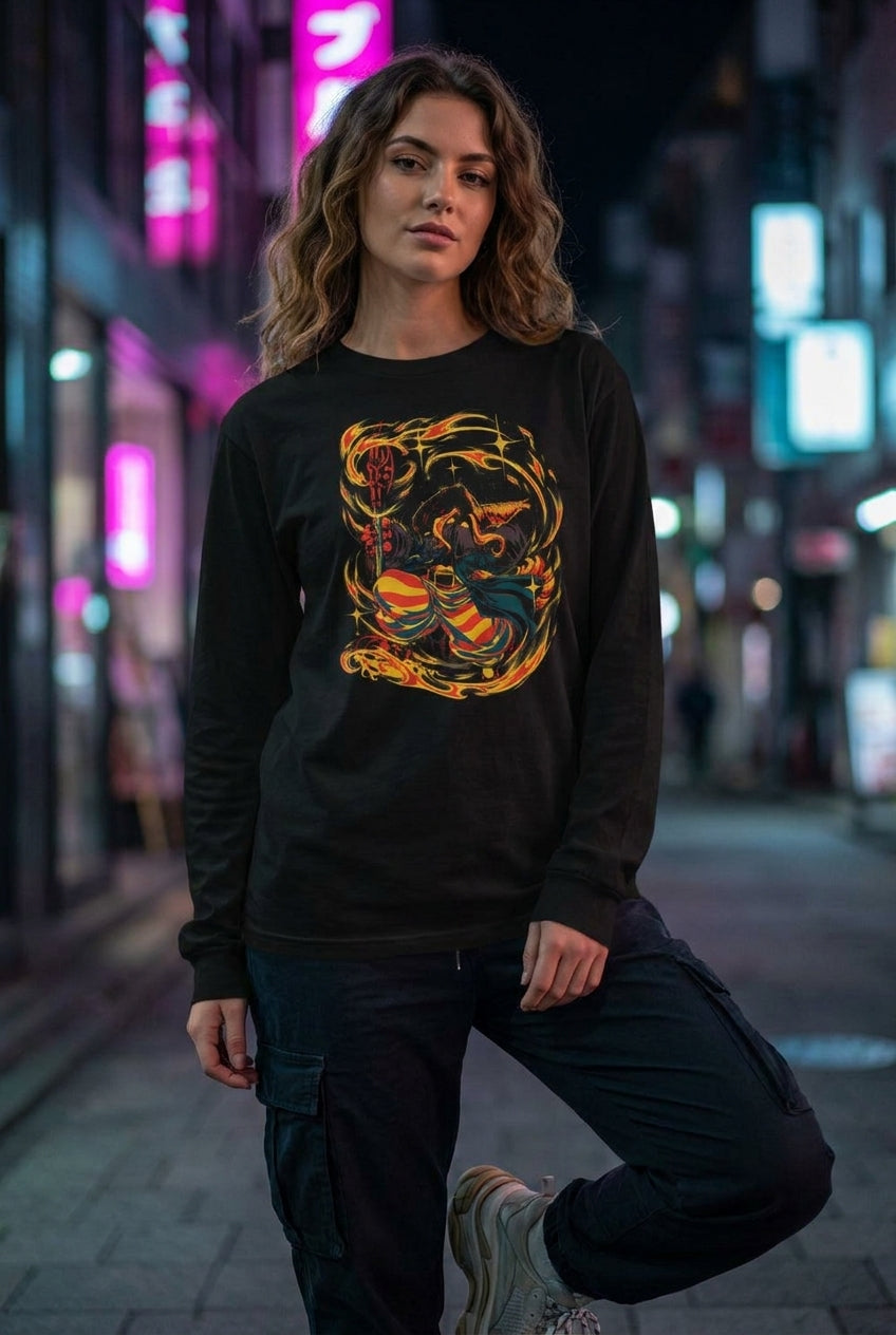 Mujer en manga larga fantasia samurai de fuego streetwear | Algoritmo