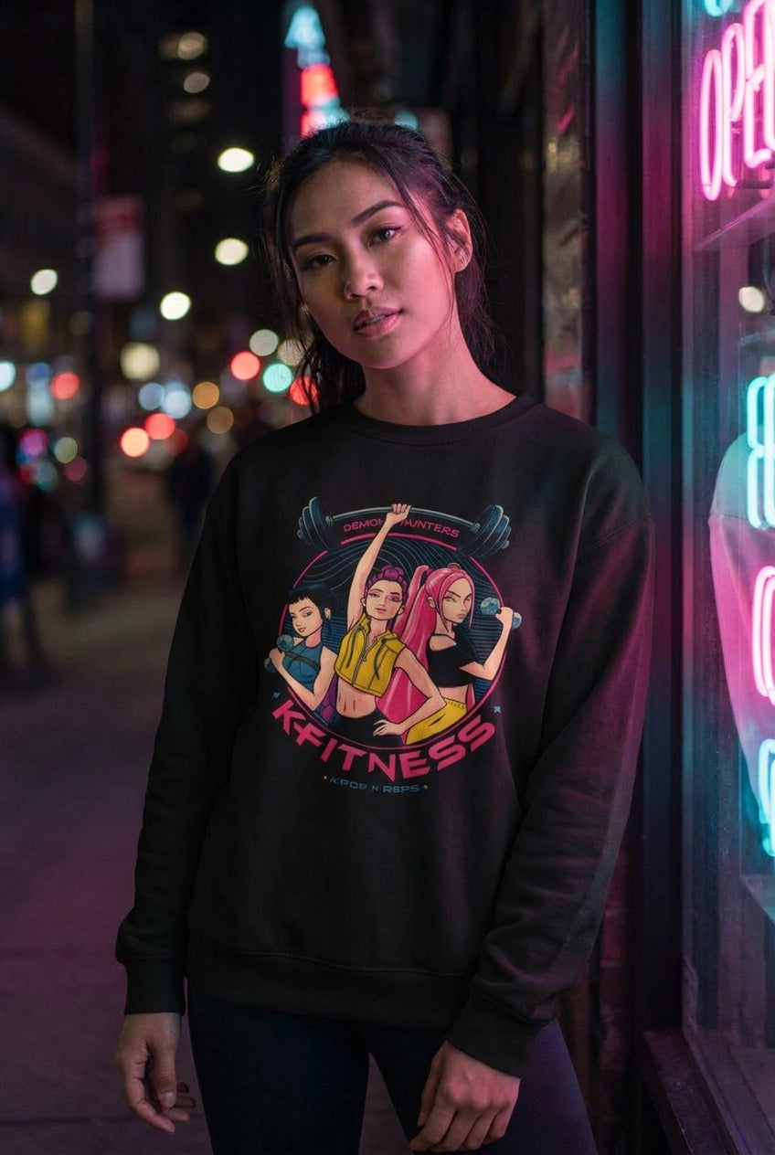 Mujer en sudadera KPop Demon Hunters K Fitness streetwear urbano | Algoritmo