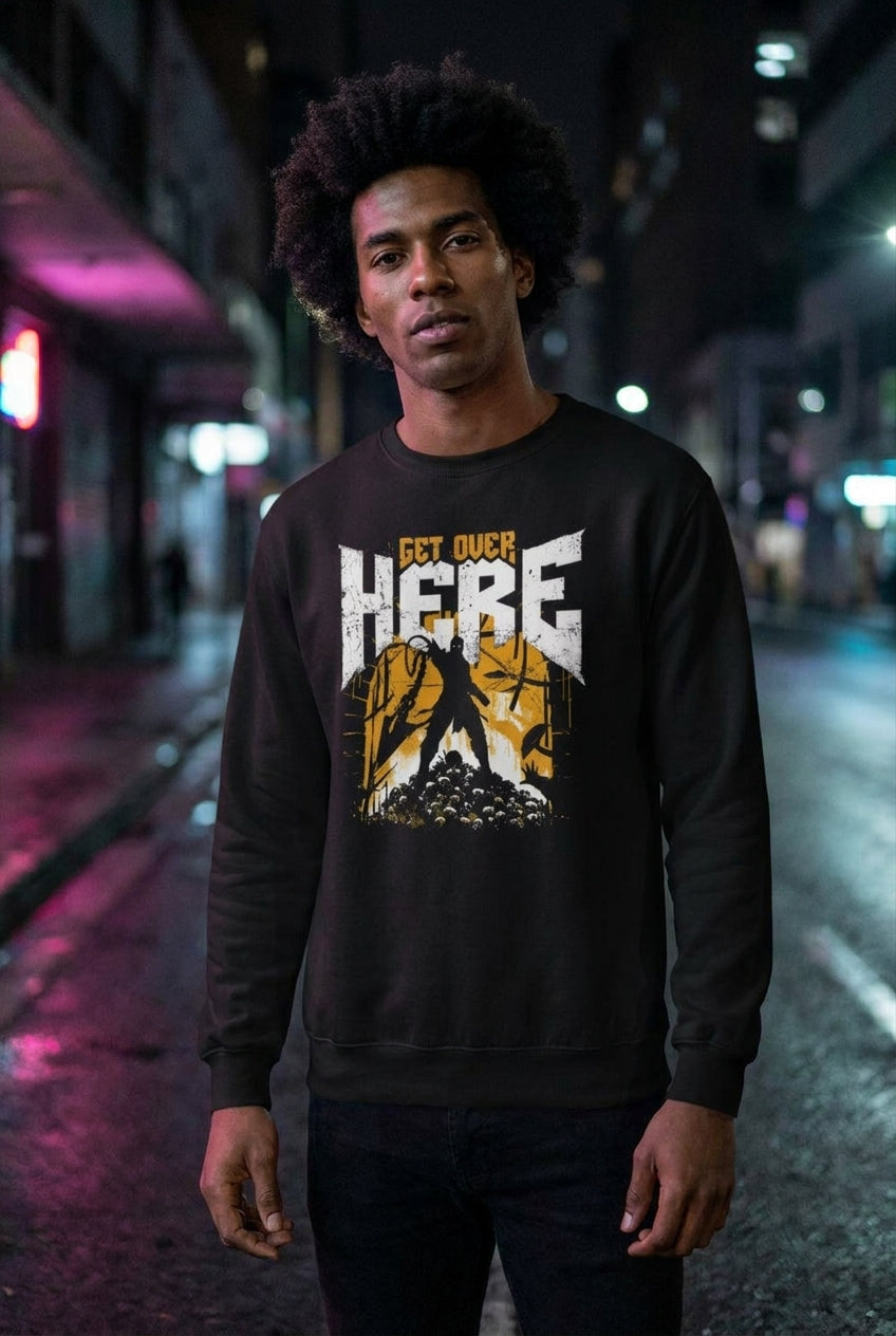 Hombre en sudadera Scorpion Get Over Here Mortal Kombat streetwear urbano | Algoritmo