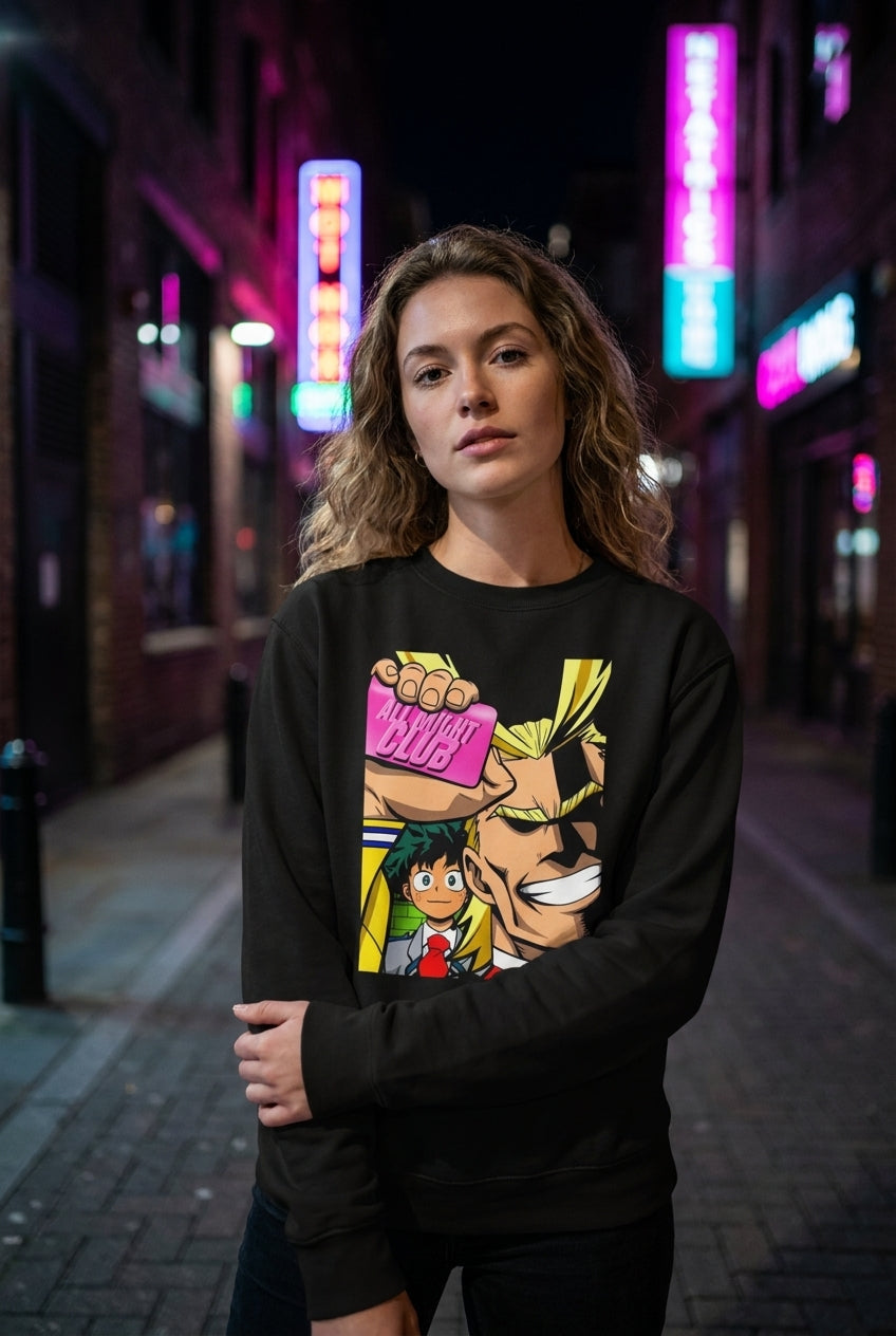 Mujer en suéter My Hero Academia All Might streetwear urbano | Algoritmo