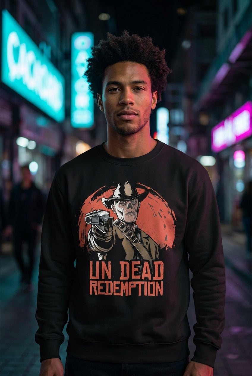 Hombre en sudadera Un Dead Redemption vaquero zombi streetwear urbano | Algoritmo