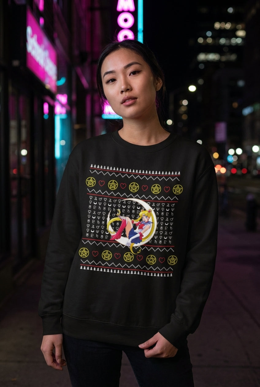 Mujer en suéter Sailor Moon streetwear urbano | Algoritmo