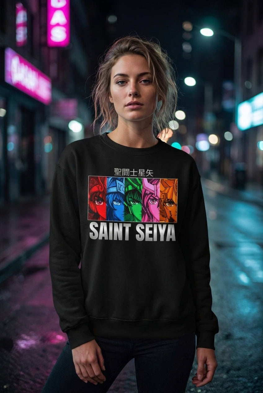 Mujer en sudadera Saint Seiya Caballeros del Zodiaco streetwear urbano | Algoritmo