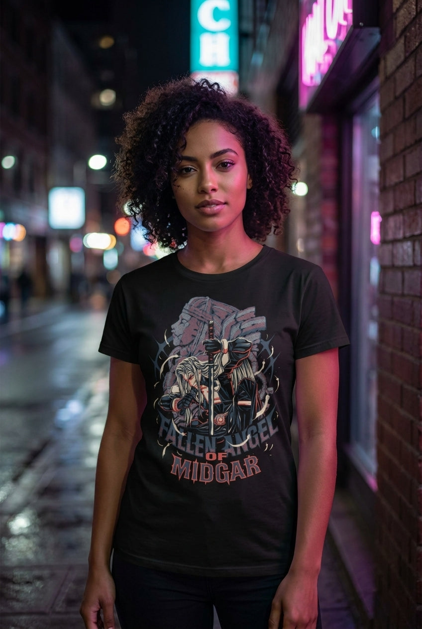 Mujer en playera Sephiroth Final Fantasy VII streetwear urbano | Algoritmo