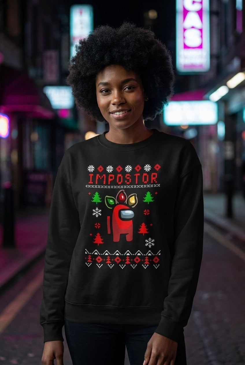 Mujer en ugly sweater Impostor Among Us geek streetwear urbano | Algoritmo