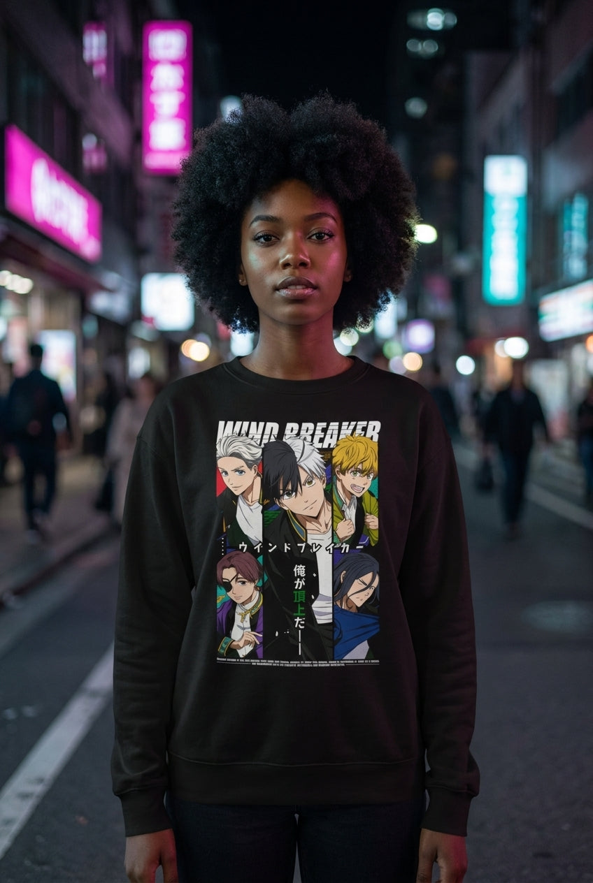 Mujer en suéter Wind Breaker anime geek streetwear urbano | Algoritmo