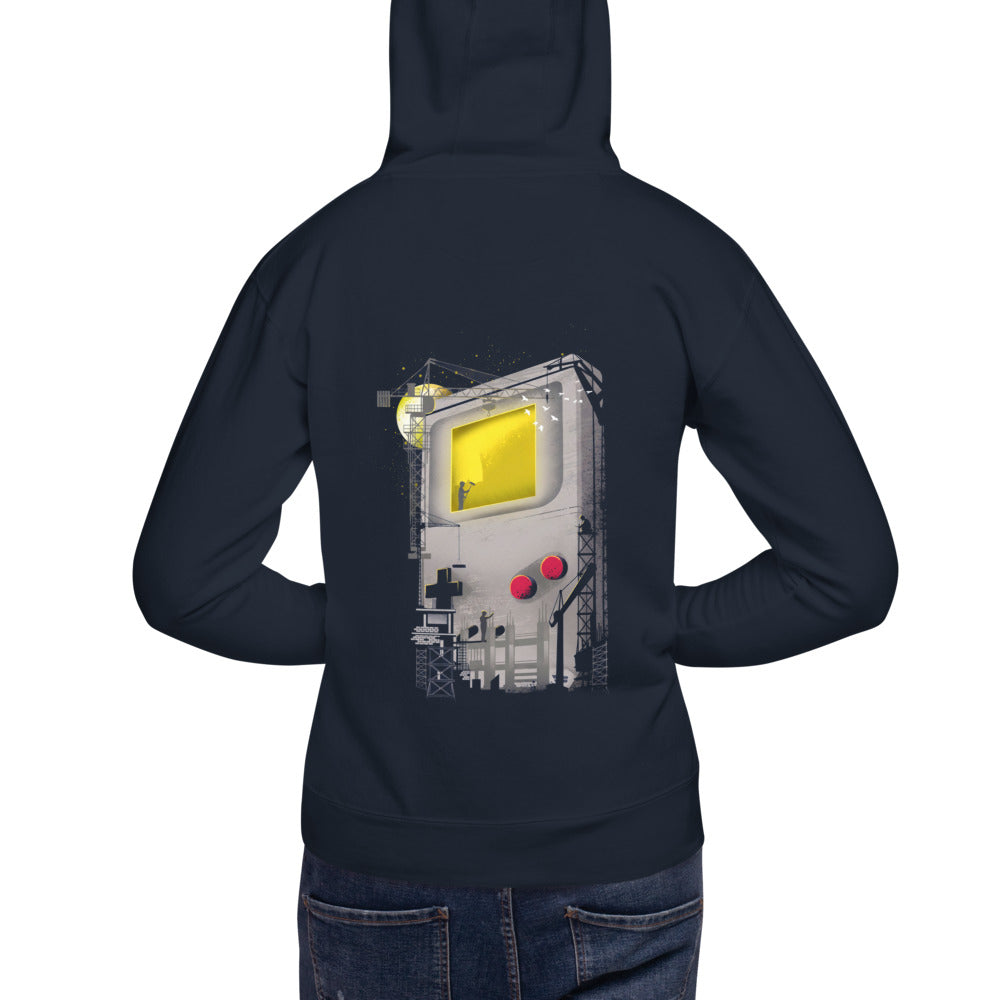 Hoodie Game Boy Under Construction Tower Cranes - Modelo espalda A