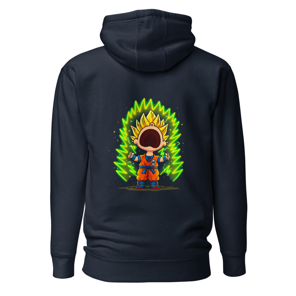 Hoodie Goku Super Saiyan Peanuts Scream Green Aura - Espalda