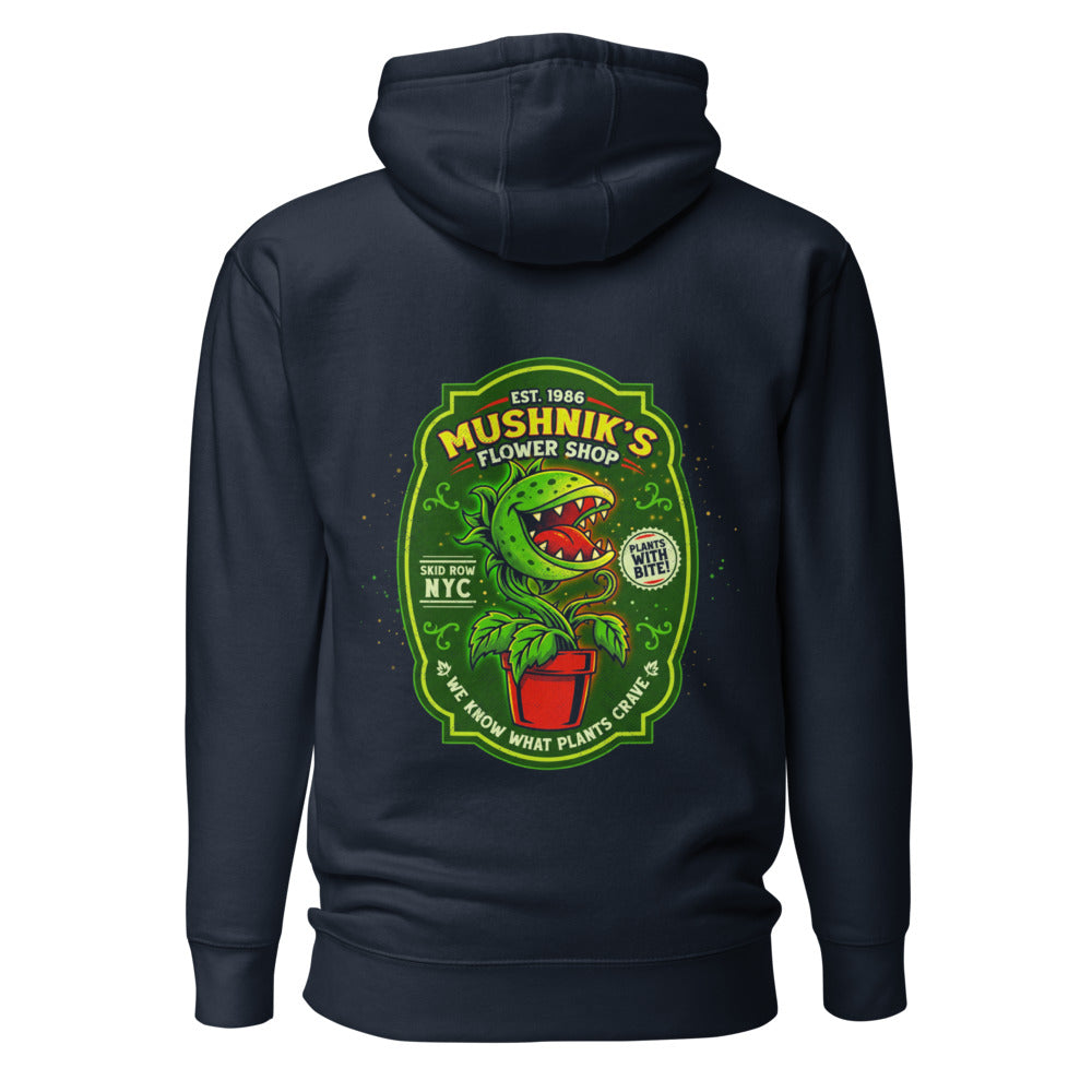 Hoodie Little Shop of Horrors Mushniks Flower Shop - Espalda