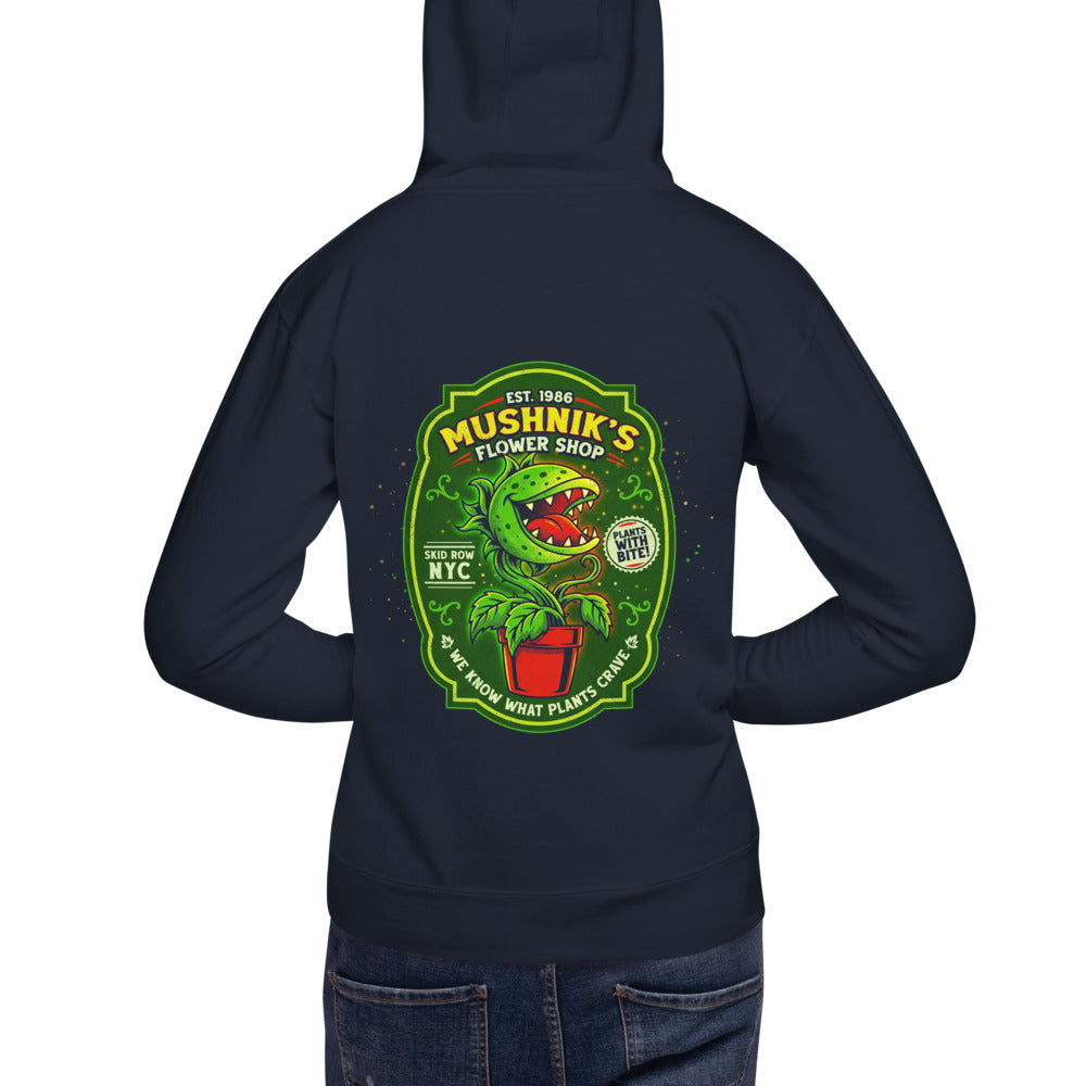 Hoodie Little Shop of Horrors Mushniks Flower Shop - Modelo espalda A