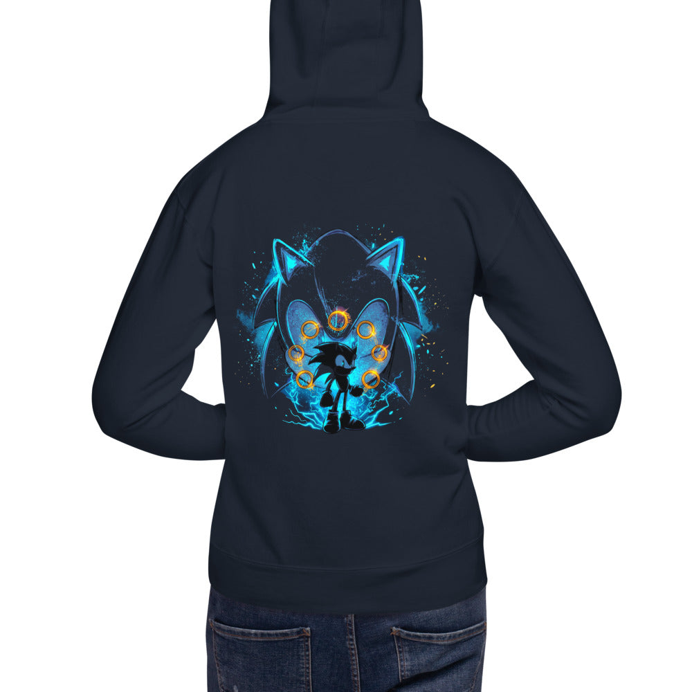 Hoodie Sonic Giant Head Gold Rings Lightning - Modelo espalda A