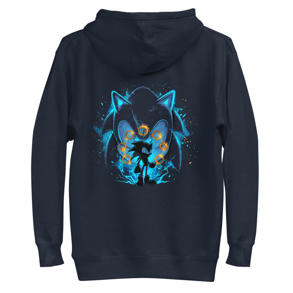 Hoodie Sonic Giant Head Gold Rings Lightning - Plano