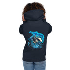 Hoodie Water Wizard Blue Dragon Splash - Modelo femenina espalda