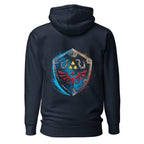 Hoodie Zelda Hylian Shield Triforce Blue Brushstroke - Espalda