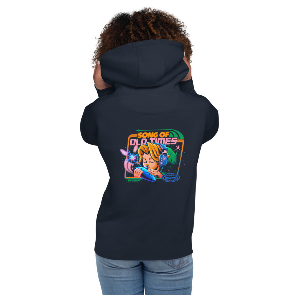 Hoodie Zelda Link Song Of Old Times - Modelo femenina espalda