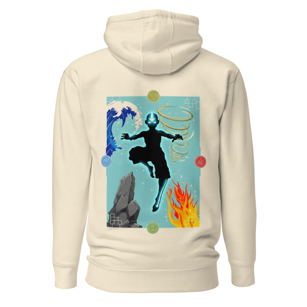 Hoodie Avatar Aang Four Elements Silhouette - Espalda