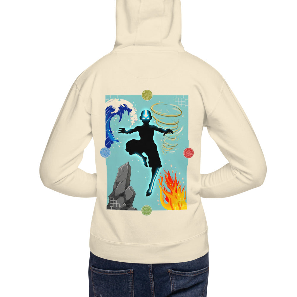 Hoodie Avatar Aang Four Elements Silhouette - Modelo espalda A
