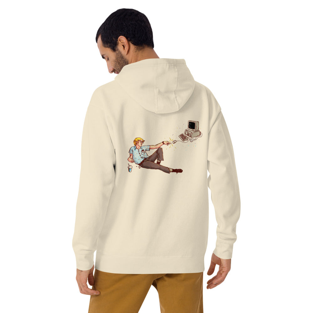 Hoodie Creation Of Nerd Retro Computer Mouse - Modelo masculino espalda