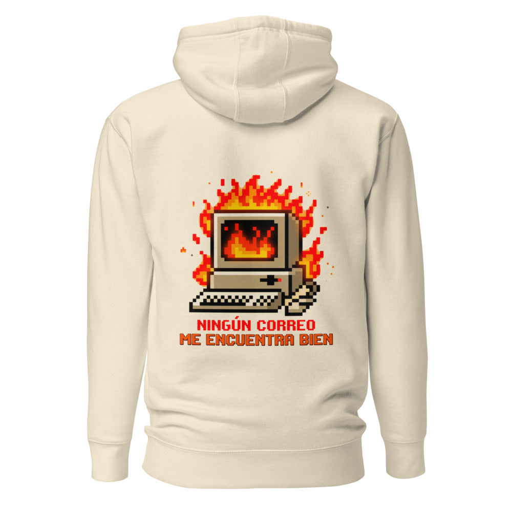 Hoodie Ningún Correo Me Encuentra Bien Computadora En Llamas - Espalda