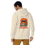 Hoodie Ningún Correo Me Encuentra Bien Computadora En Llamas - Modelo masculino espalda