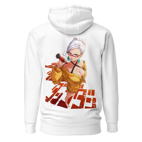 Hoodie Anime Girl Yellow Sweater Red Glasses - Espalda