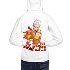 Hoodie Anime Girl Yellow Sweater Red Glasses - Modelo espalda A