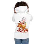 Hoodie Anime Girl Yellow Sweater Red Glasses - Modelo femenina espalda