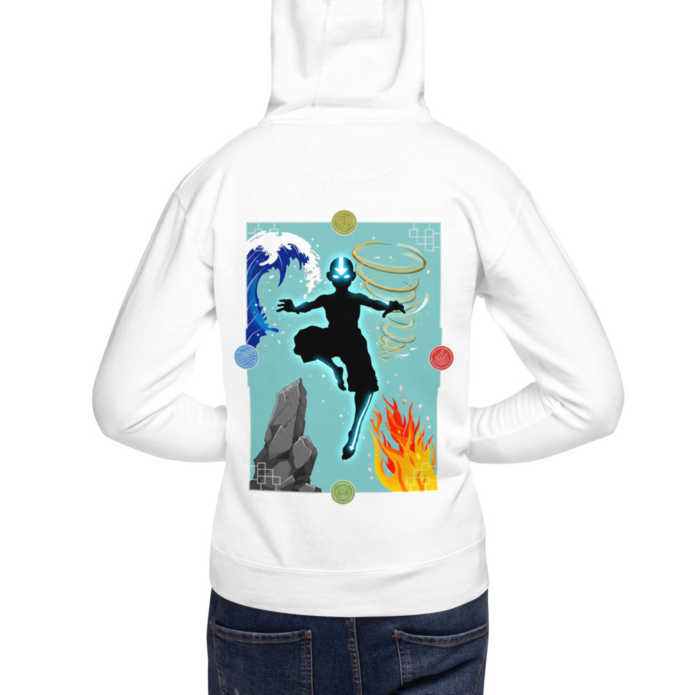 Hoodie Avatar Aang Four Elements Silhouette - Modelo espalda A