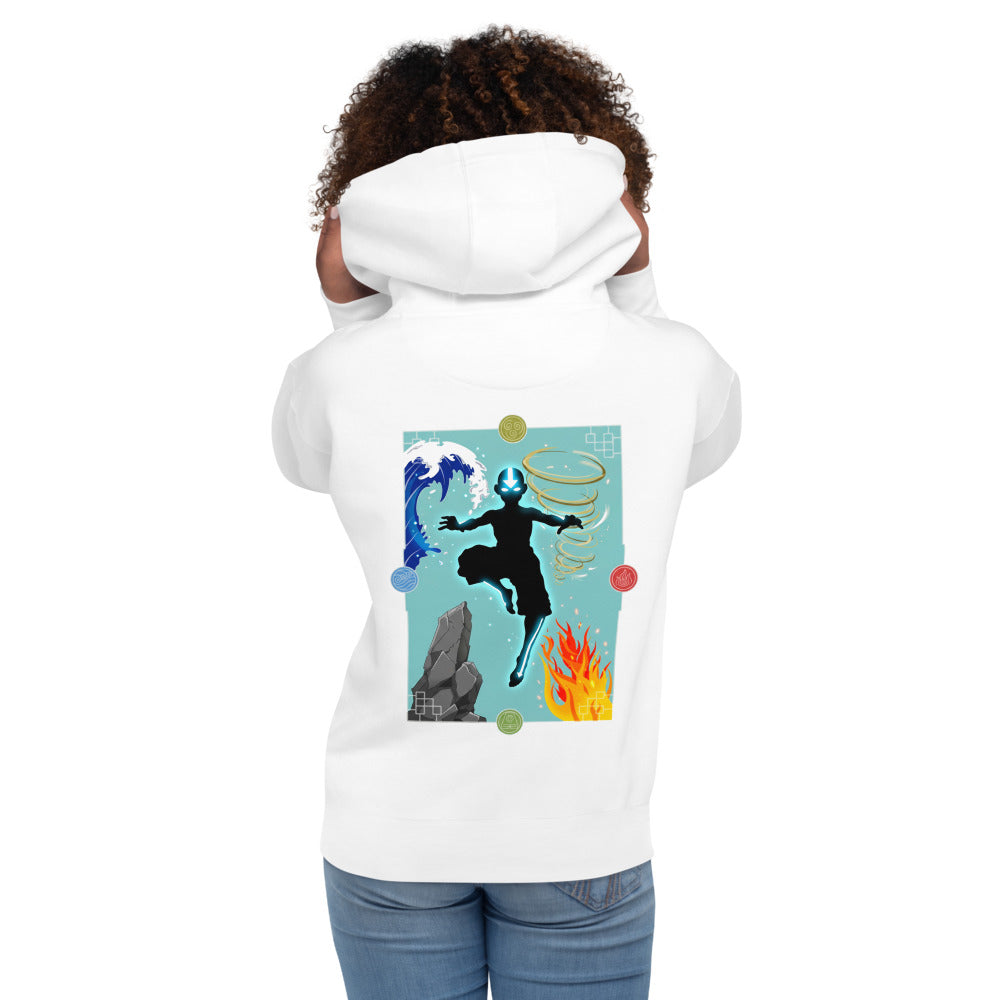 Hoodie Avatar Aang Four Elements Silhouette - Modelo femenina espalda