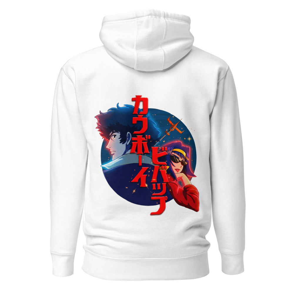 Hoodie Cowboy Bebop Spike And Faye Red Katakana - Espalda