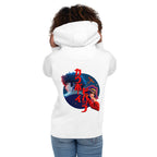 Hoodie Cowboy Bebop Spike And Faye Red Katakana - Modelo femenina espalda