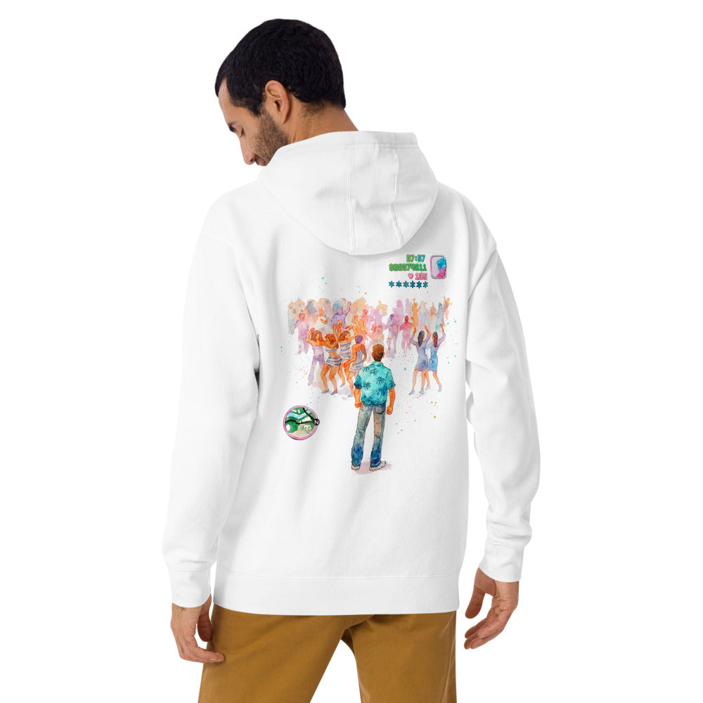 Hoodie GTA Vice City Dance Floor Watercolor - Modelo masculino espalda