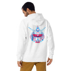 Hoodie Gundam Red Blue Double Exposure - Modelo masculino espalda