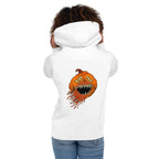 Hoodie Halloween Pumpkin Monster Four Eyes - Modelo femenina espalda