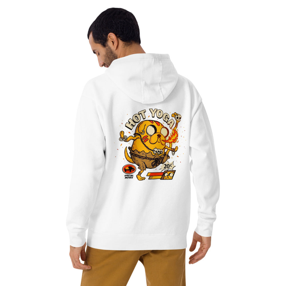 Hoodie Jake Adventure Time Hot Yoga Dhalsim - Modelo masculino espalda