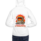 Hoodie Ningún Correo Me Encuentra Bien Computadora En Llamas - Modelo espalda A