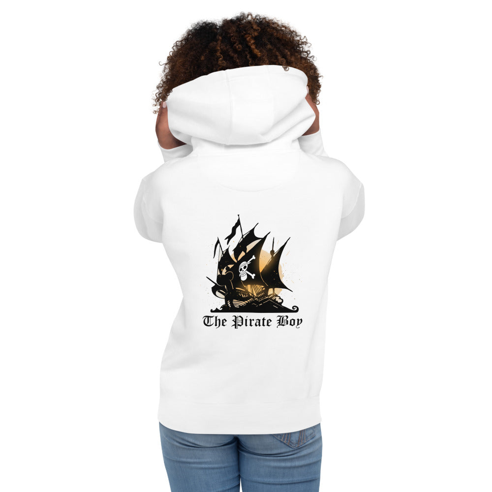 Hoodie The Pirate Boy Skull Flag Ship - Modelo femenina espalda