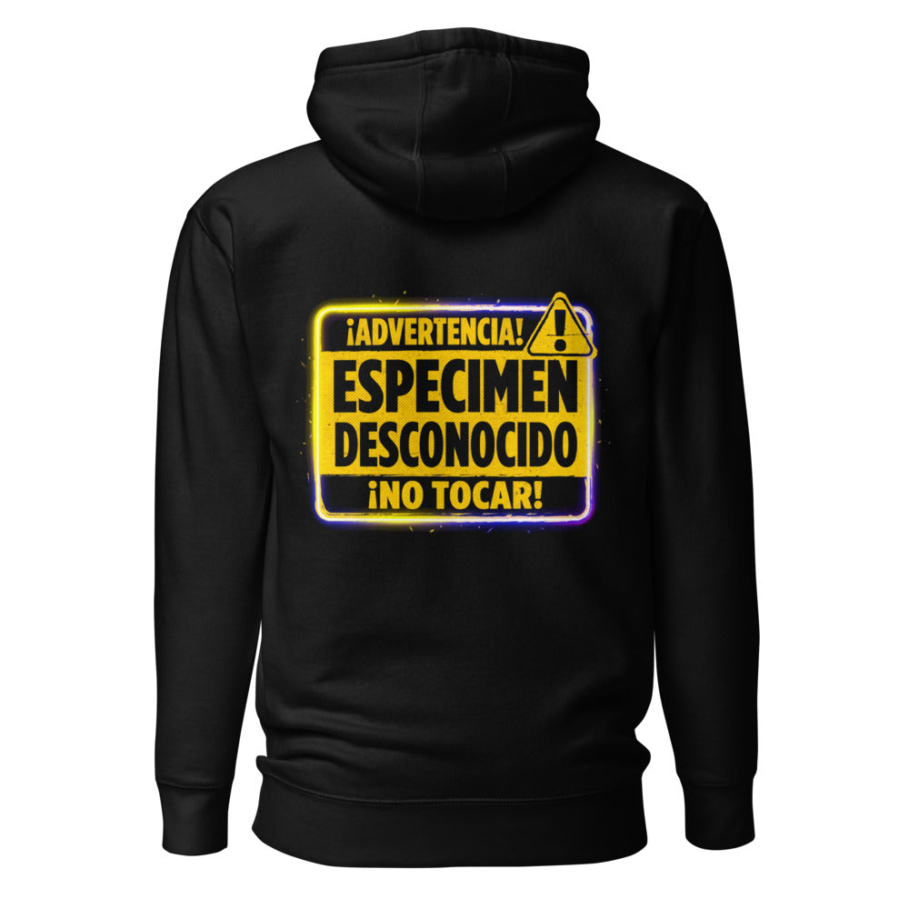 Hoodie Advertencia Espécimen Desconocido No Tocar - Espalda