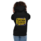 Hoodie Advertencia Espécimen Desconocido No Tocar - Modelo femenina espalda