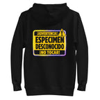 Hoodie Advertencia Espécimen Desconocido No Tocar - Plano