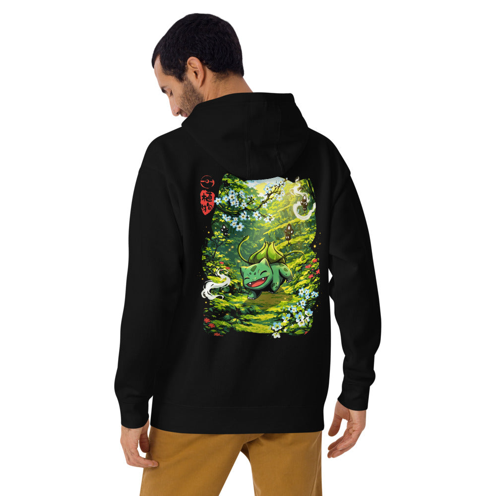 Hoodie Bulbasaur Sunlit Blossom Forest - Modelo masculino espalda