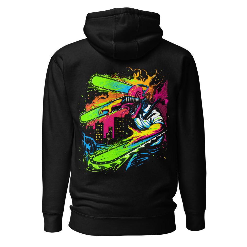 Hoodie Chainsaw Man Neon Splatter City - Espalda