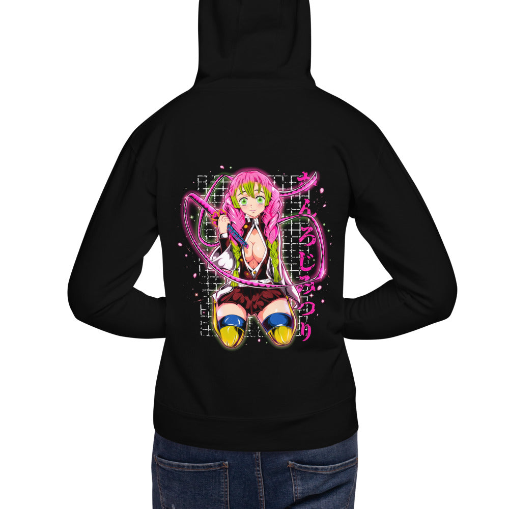 Hoodie Demon Slayer Mitsuri Kanroji Neon Pink Glow - Modelo espalda A