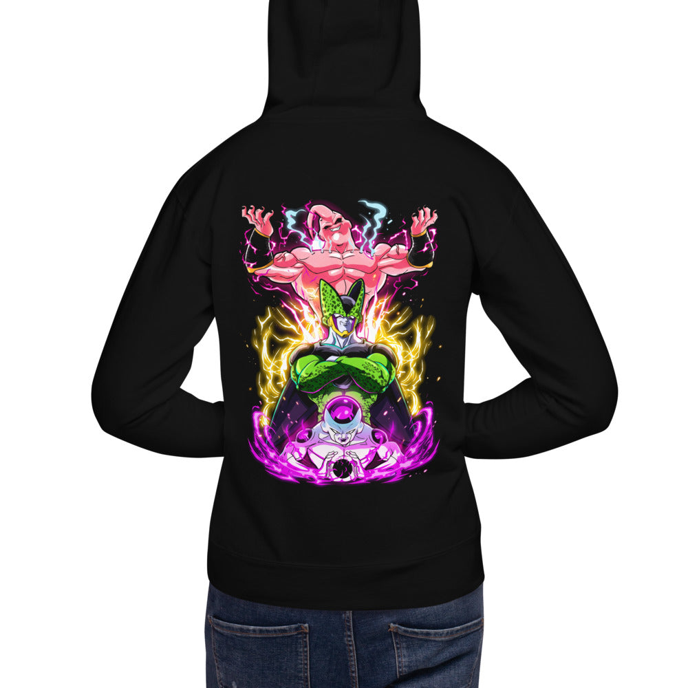 Hoodie Dragon Ball Frieza Cell Buu Lightning Auras - Modelo espalda A