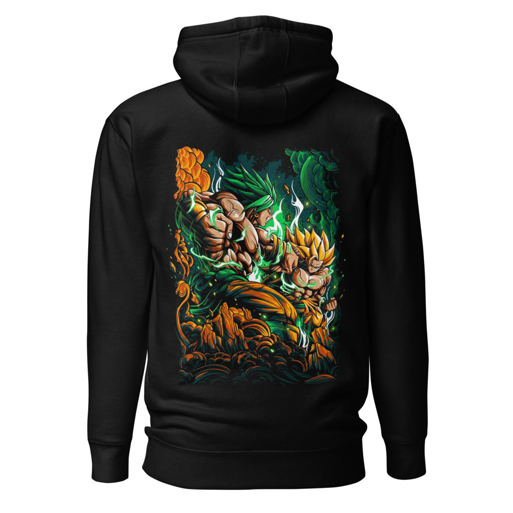Hoodie Dragon Ball Goku Vs Broly Green Aura - Espalda